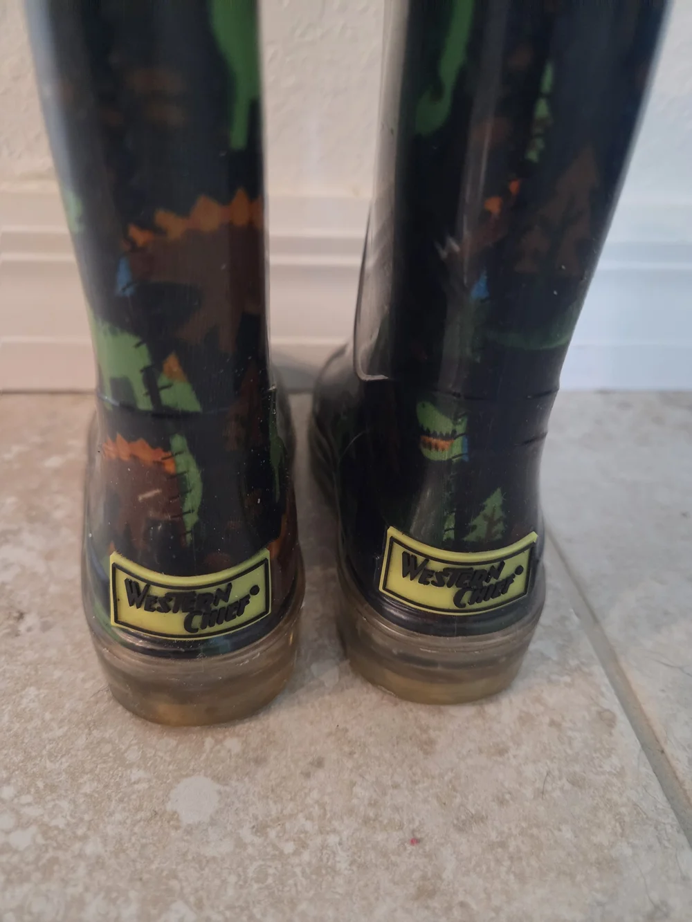 Western Chief Light Up Unisex Toodler Rain Boots 7/8 Dinosaur Blue Green